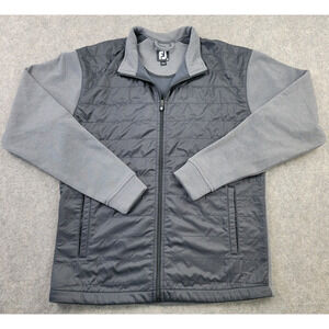 Footjoy Jacket Mens Medium Black Gray Hybrid Full Zip Golf Outdoor Preppy